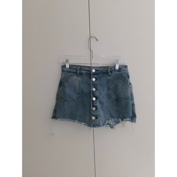 Blush Boutique Dresses & Skirts - Denim Button-Front Mini Skort in Light Blue